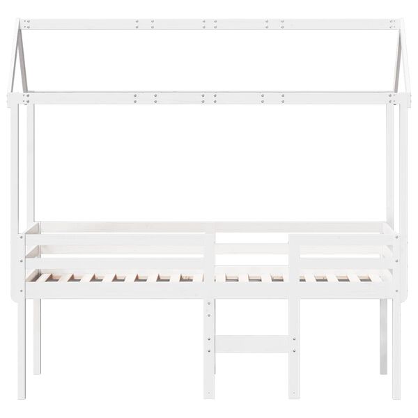 vidaXL High Sleeper Bed without Mattress White 90x200 cm Solid Wood Pine