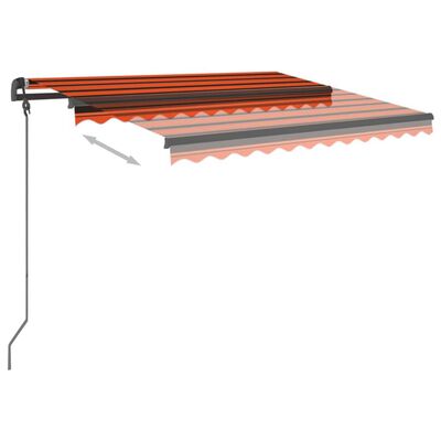vidaXL Manual Retractable Awning with LED 3x2.5 m Orange and Brown