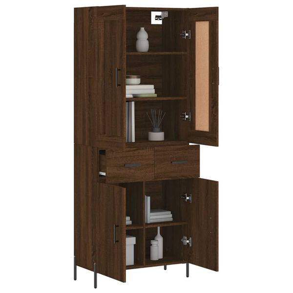 vidaXL Highboard Brown Oak 69.5x34x180 cm Engineered Wood