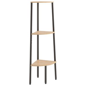 vidaXL Corner Shelf | Light brown and black | Engineered wood, steel | Medium