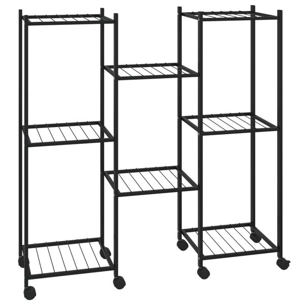 vidaXL Flower Stand with Wheels 83x25x83.5 cm Black Iron