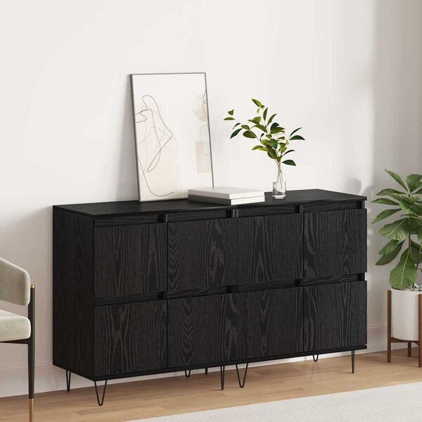 vidaXL Sideboards 2 pcs Black oak 120 x 35 x 70 cm Engineered wood