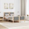 vidaXL Bed Frame Light Grey 135 x 190 cm Solid Pine Wood