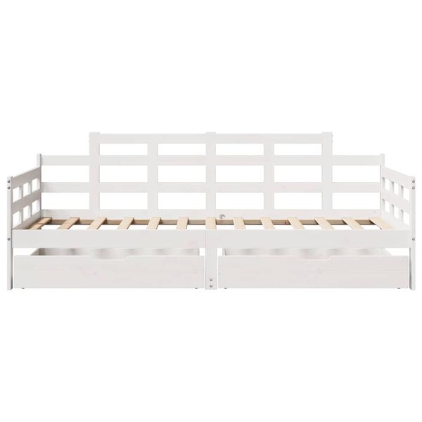 vidaXL Daybed with Drawers without Mattress White 90x200 cm Solid Wood