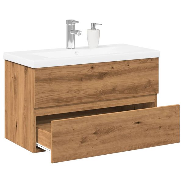 vidaXL Sink Cabinet with Built-in Basin Artisan Oak