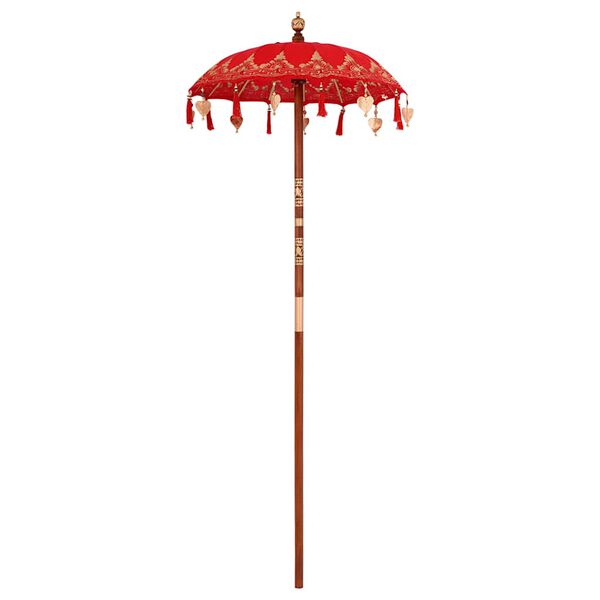 vidaXL Balinese Parasol Red 95 x 95 x 260 cm Cotton and Wood