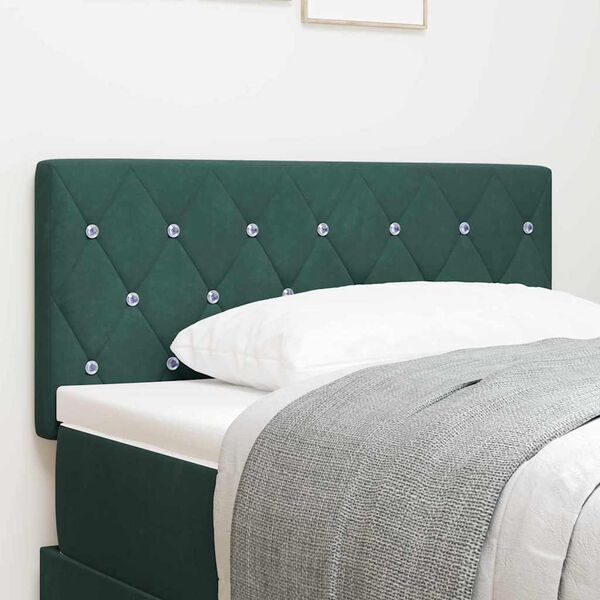vidaXL LED Headboard with LED Strip Lights Dark Green 90 cm Polyester