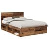 vidaXL Bed Frame with Headboard Old Wood 140 x 190 cm Solid Pine Wood
