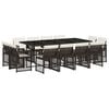 vidaXL 13 Piece Garden Dining Set with Cushions Brown Poly Rattan