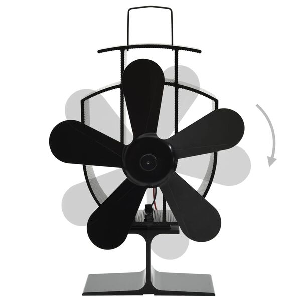 vidaXL Heat Powered Stove Fan 5 Blades Black