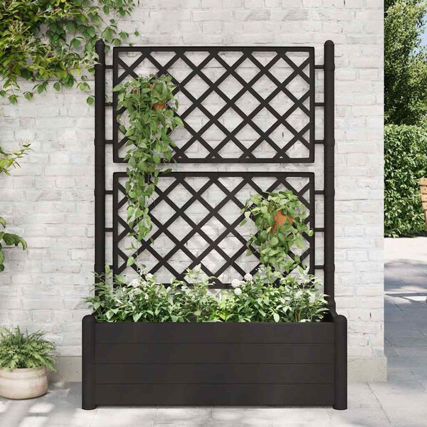 vidaXL Garden Planter with Trellis 100x43x142 cm PP Anthracite