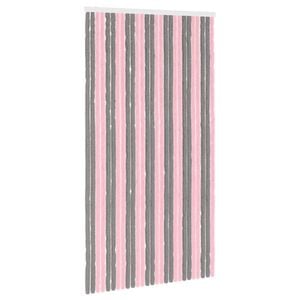 vidaXL Insect Curtain Chenille Silver Grey and Pink 118 x 220 cm