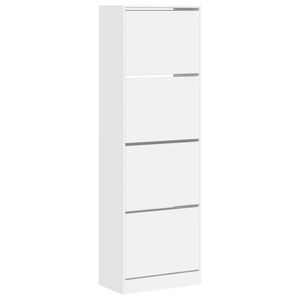 vidaXL Shoe Cabinet with 4 Flip-Drawers White 60x34x187.5 cm