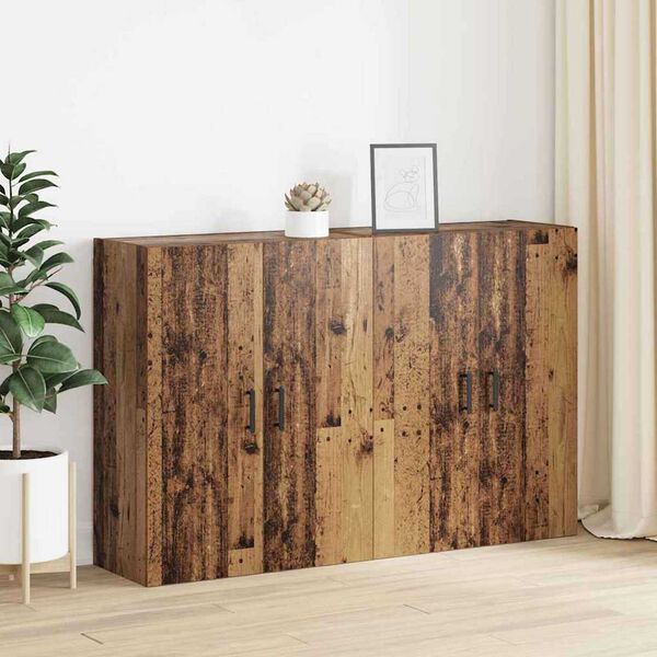 vidaXL Wall-Mounted Cabinet 2 pcs Old Wood 69.5 x 34 x 90 cm