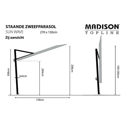 Madison Balcony Parasol Sun Wave 270x150 cm Ecru PAC3P016
