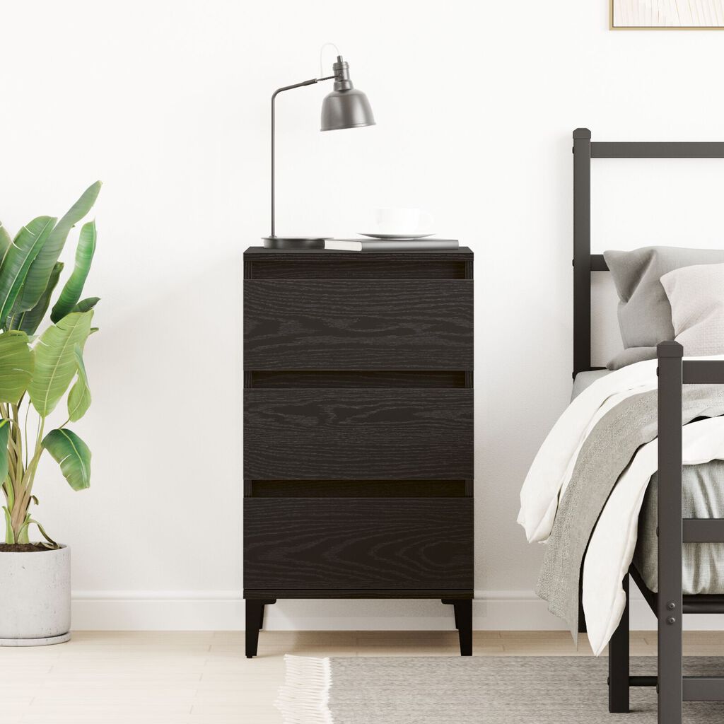 vidaXL Bedside Cabinet Black Oak 40x35x70 cm Engineered Wood