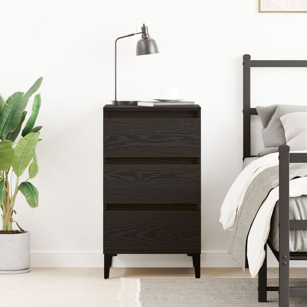vidaXL Bedside Cabinet Black Oak 40x35x70 cm Engineered Wood