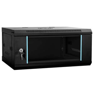 vidaXL Network Cabinet with Storage Black 60 x 35 x 28 cm Steel