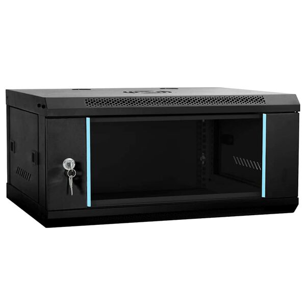 vidaXL Network Cabinet with Storage Black 60 x 35 x 28 cm Steel