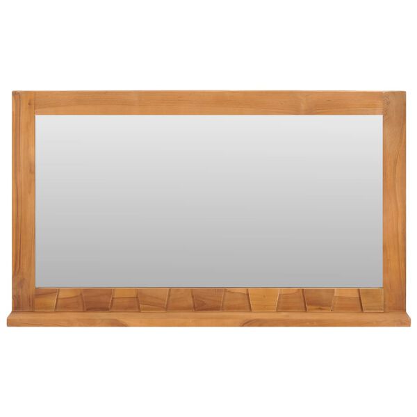vidaXL Wall Mirror with Shelf 100x12x60 cm Solid Teak Wood