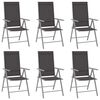 vidaXL 7 Piece Garden Dining Set Aluminium Silver and Black