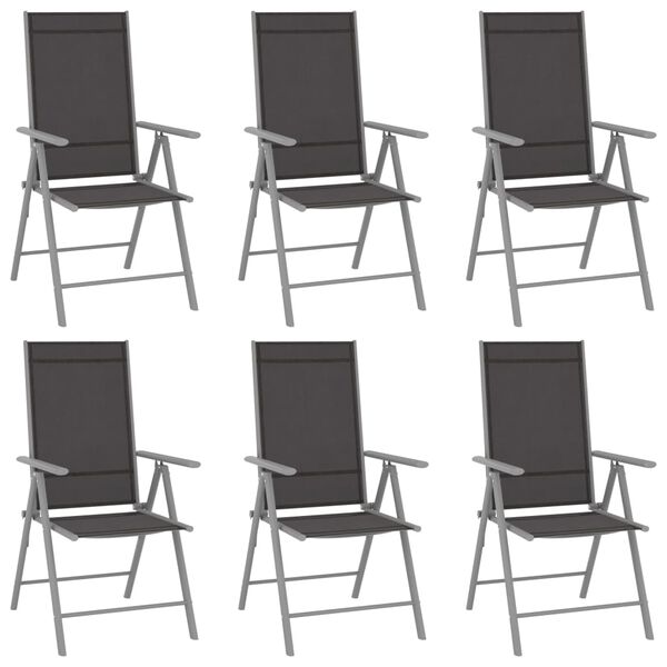 vidaXL 7 Piece Garden Dining Set Aluminium Silver and Black