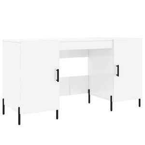 vidaXL Desk High Gloss White 140x50x75 cm Engineered Wood