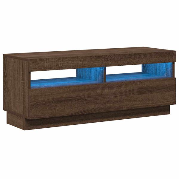 vidaXL TV Cabinet with LED Lights Brown Oak 100x35x40 cm