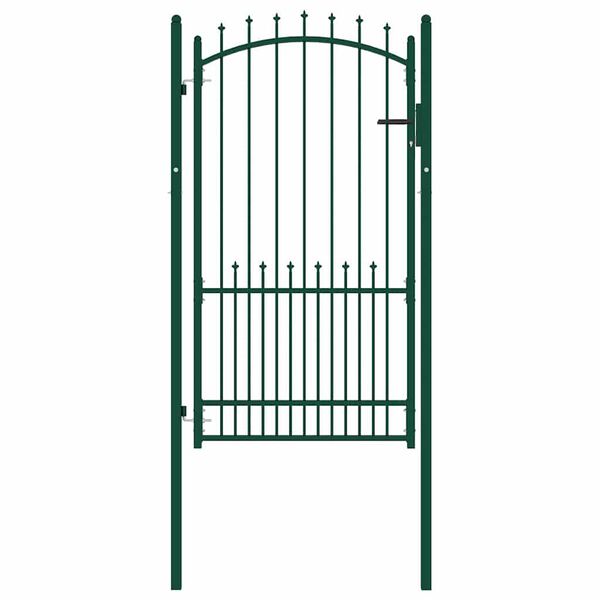 vidaXL Fence Gate with Spikes Green 100 x 175 cm Powder-coated steel