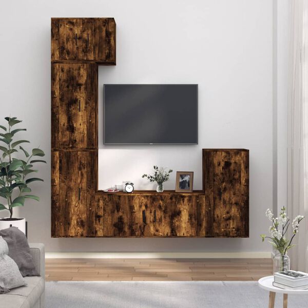 vidaXL 5 Piece TV Cabinet Set Smoked Oak Engineered Wood