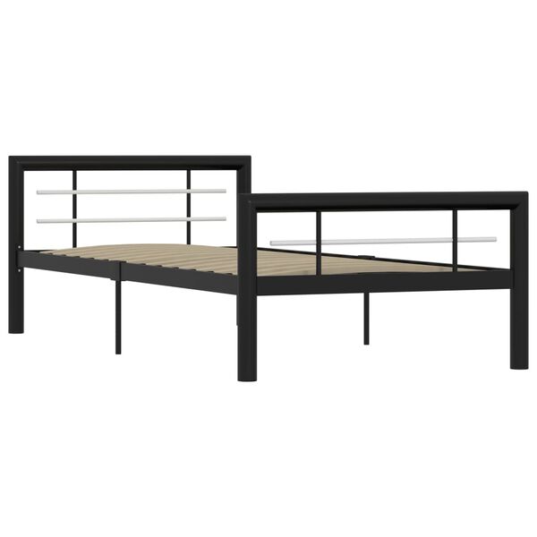 vidaXL Bed Frame without Mattress Black and White Metal 100x200 cm