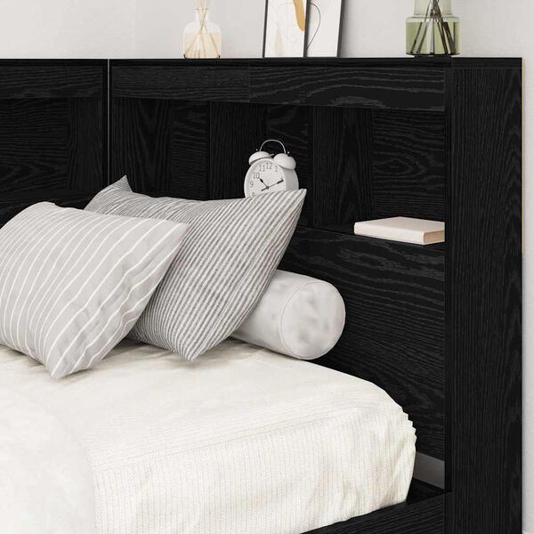 vidaXL Storage Headboard with Shelf Black Oak 80 cm Engineered Wood