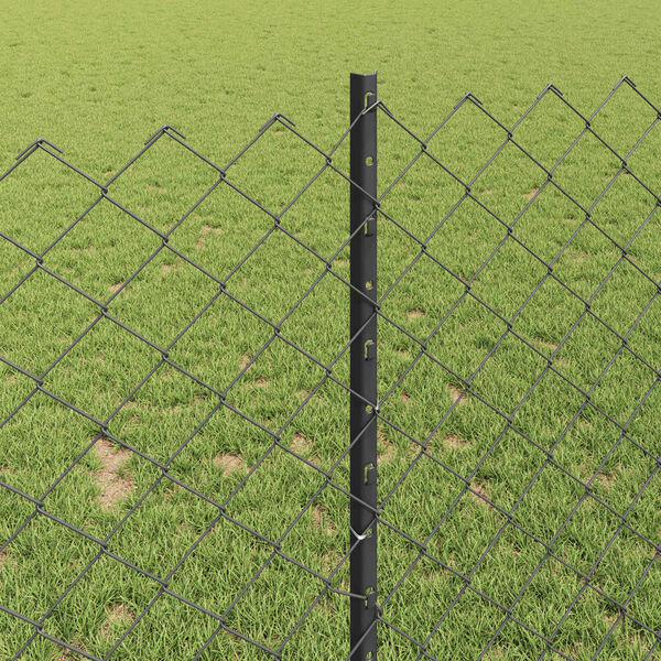 vidaXL Fence with Post Grey 1 x 10 m Steel and PVC