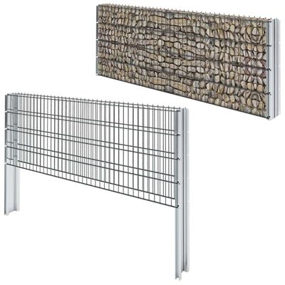 vidaXL 2D Gabion Fence Galvanised Steel 2.008x0.83 m 8 m (Total Length) Grey