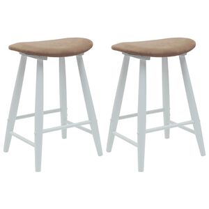 vidaXL Dining Chairs 2 pcs Solid Rubber Wood White 46 x 37 x 63 cm