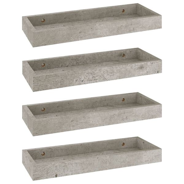 vidaXL Loggia Wall Shelves 4 pcs Concrete Grey 40x15x4 cm MDF