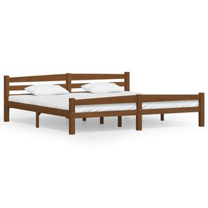 vidaXL Bed Frame without Mattress Honey Brown Solid Pinewood 200x200 cm