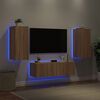 vidaXL 3 Piece TV Wall Cabinets with LED Lights Sonoma Oak