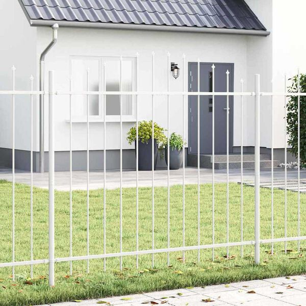 vidaXL Garden Fence 8 pcs White 170 x 190 cm Powder-Coated Steel