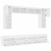 vidaXL 8 Piece TV Wall Cabinet Set with LED Lights White