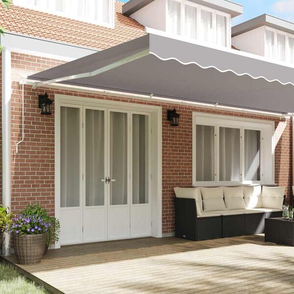 vidaXL Retractable Awning Light Grey 600 x 350 cm Polyester and Metal
