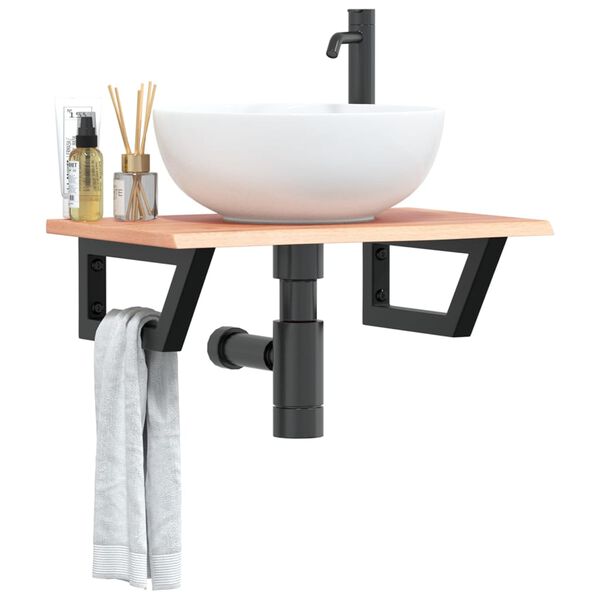 vidaXL Basin Shelf Wall Mounted&nbsp;Steel and&nbsp;Solid Wood Oak
