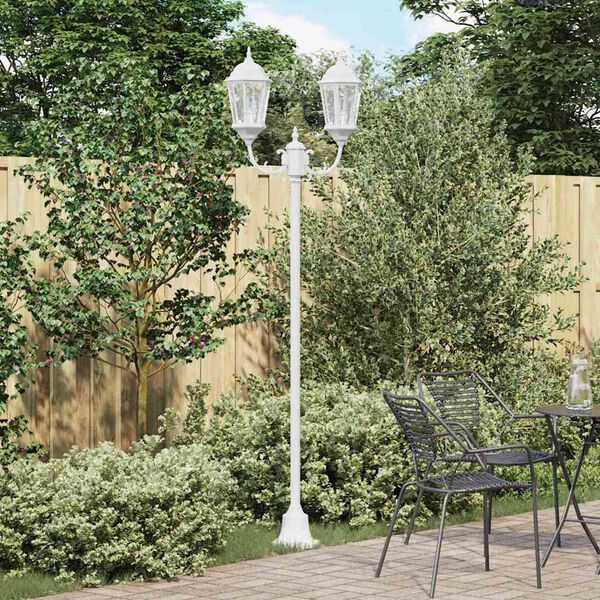 vidaXL Garden Light Post White Aluminium and Glass