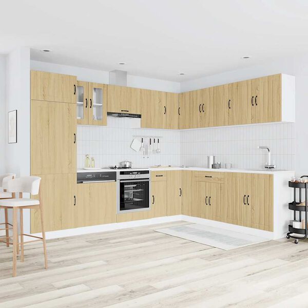 vidaXL 14 Piece Kitchen Cabinet Set Lucca Sonoma Oak Engineered Wood