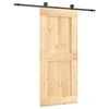 vidaXL Sliding Door Natural and Black 90 x 210 cm Solid Pine Wood