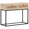 vidaXL Console Table 100x35x76 cm Solid Mango Wood and Natural Cane