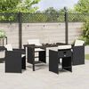 vidaXL Garden Dining Set with Cushion 5 pcs Black Poly Rattan