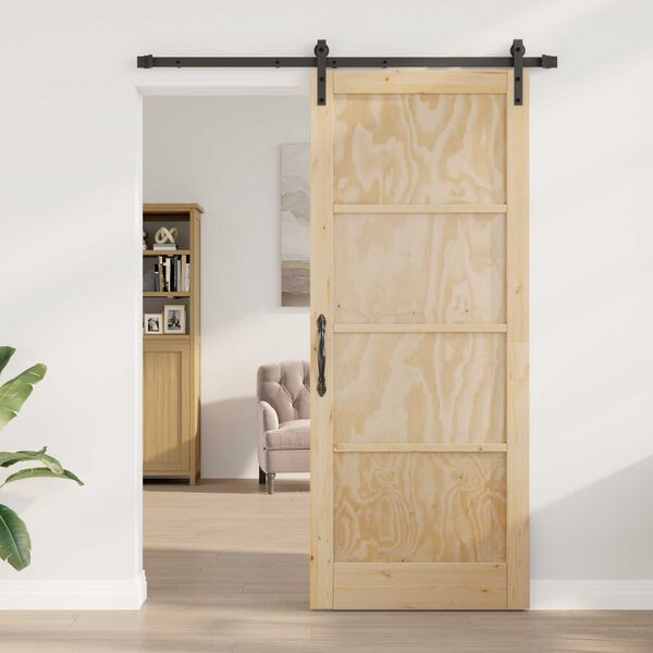 vidaXL Sliding Door Brown 86 x 211 cm Solid Pine Wood