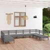 vidaXL 9 Piece Garden Lounge Set Grey Solid Wood Pine