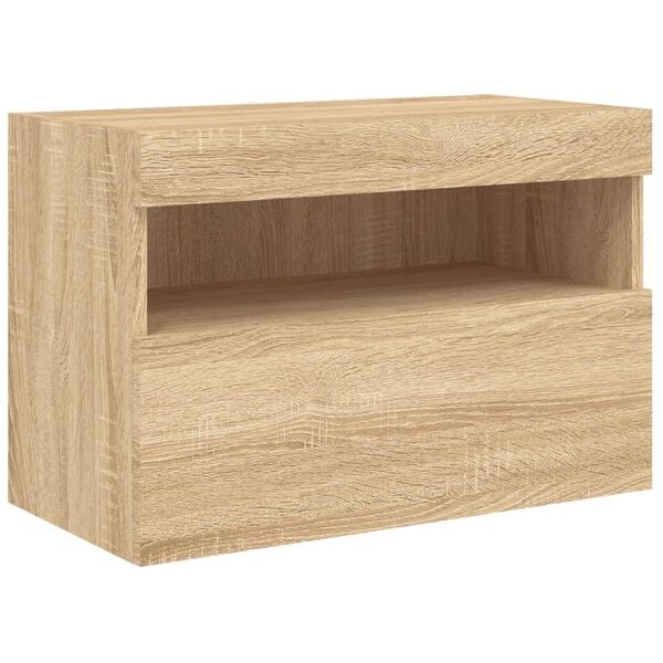 vidaXL TV Wall Cabinet with LED Lights Sonoma Oak 60x30x40 cm